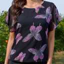 Neineiwu Women's Summer Loose Casual Short Sleeve Chiffon Top Blouses, S