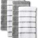 KitchenAid Albany Kitchen Towel 4-Pack Set, Grey/White, 16"x26"