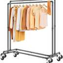 Tajsoon 2 Pack Garment Racks for Hanging Clothes Z Rack Hold 250LBS Industrial Clothing Rack with Wheels Lockable, Heavy Duty Clothes Rack for Storage and Organization in Bedroom, Laundry Room, Black