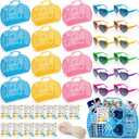 Hushee 12 Set End of The Year Gifts Bulk for Beach Party Favors, Reusable Jelly Basket Heart Neon Sunglasses Card Twine for Gifts from Teacher Graduation Party Prizes Summer Themed Birthday Supplies