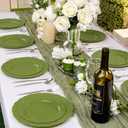 U-QE 100PCS Olive Green Plastic Plates - Plastic Green Plates Disposable Heavy Duty - Olive Disposable Plates for Party Including 50PCS 10'' Dinner & 50PCS 7.5'' Dessert Plate