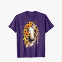 Sunflower Horse Portrait CowGirl Equestrian Horseback Riding T-Shirt XXL