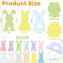 Halloscume 12 Pcs Extra Large Easter Tree Decorations 9.8 Inch Colorful Bunny Tree Picks Ornaments Pastel Easter Bunny Toppers Waterproof Polka Dot Plaid Rabbit Picks for Home Spring Party Decor