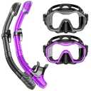 Snorkeling Gear for Adults Kids, Dry-Top Snorkel Set, 180Panoramic Wide View Diving Mask Breathing Freely Snorkel Mask for Snorkeling Scuba Diving Swimming Travel 