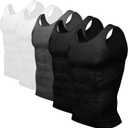 Odoland 5 Pack Men's Compression Shirt Body Shapewear Tummy Tank Top (White, L)