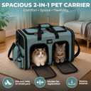 Premium Double Pet Carrier Spacious 2-in-1 Travel Bag for 2 Cats or Small Dogs, with Divider, Breathable Mesh, Soft-Sided, Foldable Design