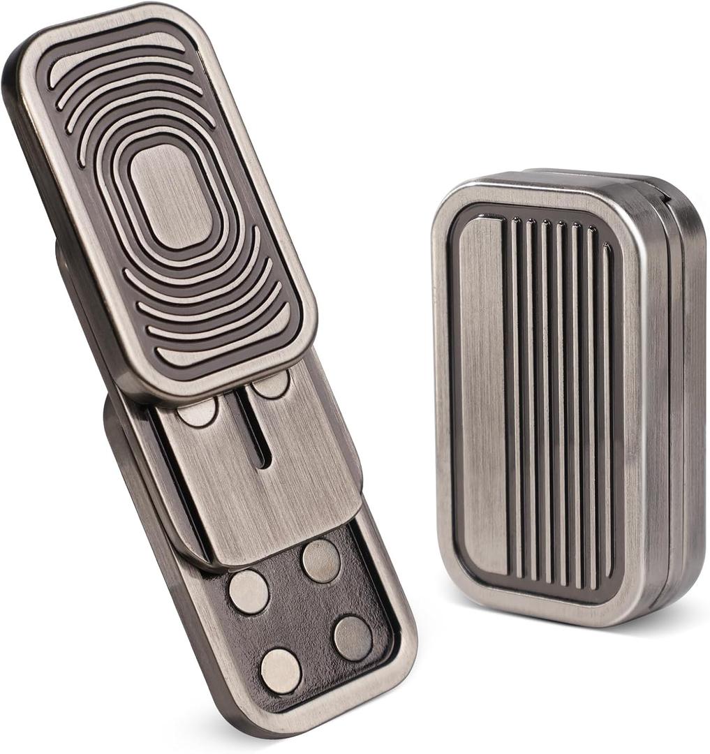 Triple Fidget Slider, Magnetic Metal Fidget Toys Adults Anxiety EDC Cool Gadgets Sensory Toys for Relieve Stress, Tension, Anxiety (Silver-Grey)