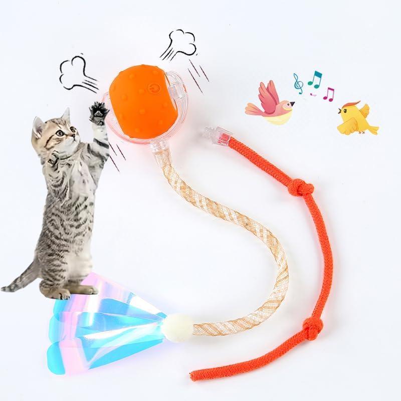 2 x Interactive Cat Toys Ball for Indoor Cats,[2025 Newly Upgraded] Agile Moving Cat Ball with Elastic Mesh Tail,Automatic Kitten Toys for Bored Indoor Adult Cats,Motion Activated (Orange)