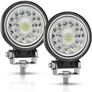 LED Tractor Work Lights, 4 Inch 99W Round Off Road Lights Spot Flood Beam Led Pods Light, 12V 24V Driving Fog Light for Truck Vehicle Golf Car RV Boat ATV UTV SUV Motorcycle Snowplow, 2Pcs