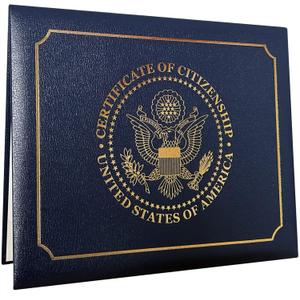 US Citizenship Certificate Holder | US Citizenship Gifts | Naturalization Certificate Padded Holder with Cover. Golden Great Seal of The United States