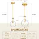 Emak Modern Brushed Gold Pendant Light, 8 Inch Pendant Lights Kitchen Island with Clear Glass Shade, Modern Hanging Light Fixture for Kitchen, Bathroom, Bedroom, Dining Room, PL125-BGD