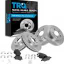 TRQ Brake Rotor & Premium Posi Semi Metallic Pads Front Rear Set for Chevy