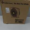 Comfort Zone Box Fan, 9 inch Portable Desk fan, Quiet 3 Speed Mini Fan for Bedroom, Electric Bedside Table Fan, White