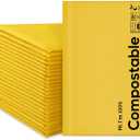 10.5x16 100% Biodegradable Bubble Mailers,25 Count #5 Compostable Padded Packaging Wrap Envelopes Pouches Eco Friendly Self Seal Bags