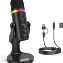 ZealSound Podcast Microphone for PC, USB Noise Cancelling Mic with RGB Lighting, Mute & Gain Control, Zero-Latency Monitoring for Mac, iPhone, iPad, Computer, Streaming, Recording, Podcasting K66 Pro