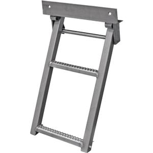 Buyers Products RS2SS Stainless Steel 2 Rung Retractable Truck Step, 17.38 x 30.25 Inch, Non Slip Treads, 14 Inch Bolt Center, 400 lb Capacity, Finish, Folds Away, Durable for Trucks & Trailers