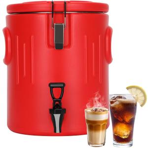 3.5 Gallon Insulated Beverage Dispenser, 304 Stainless Steel Hot Drink Dispenser & Hot Water Dispenser, Cooler Jug with Ice and Hot Drink Dispenser for Parties Camping Sports