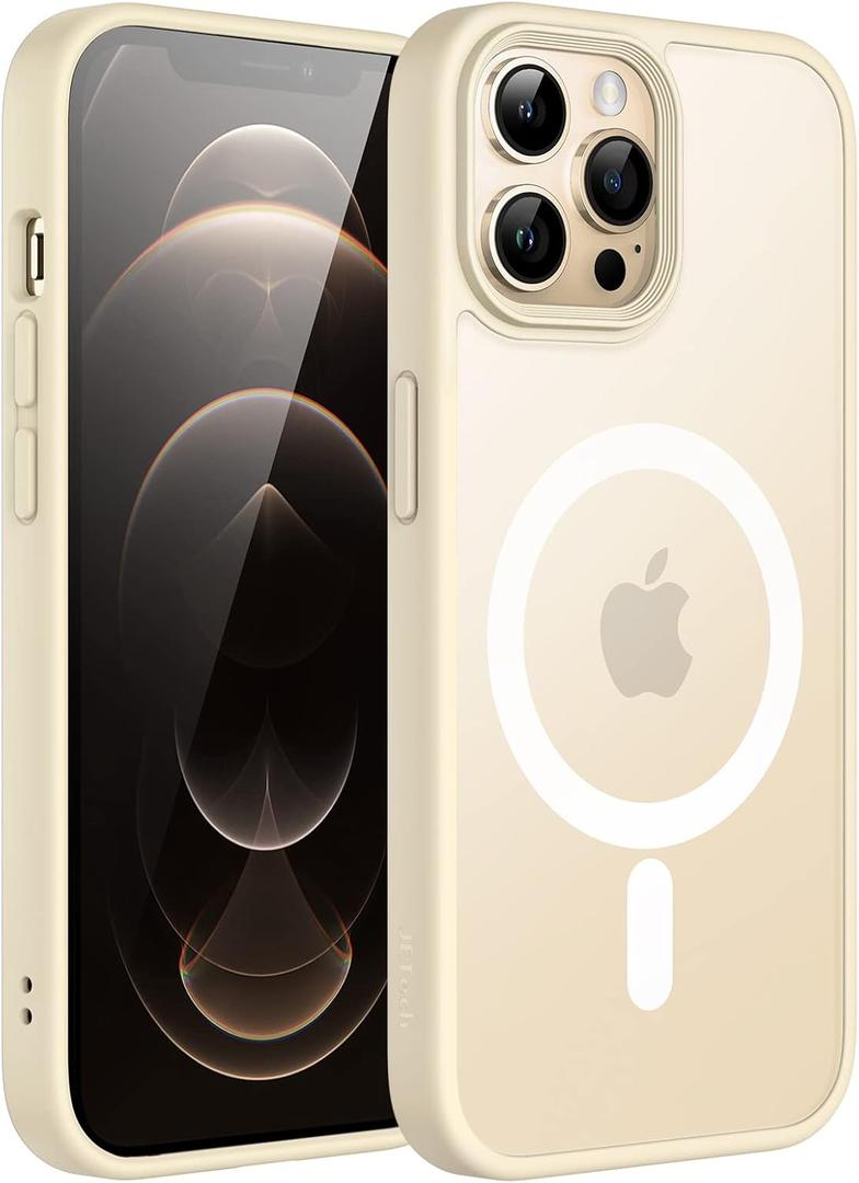 JETech Magnetic Case for iPhone 12 Pro Max 6.7-Inch Compatible with MagSafe, Translucent Matte Back Slim Shockproof Phone Cover (Beige)