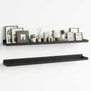 Floating Shelves Wall Mounted Set of 2, 36 Inch Long Picture Ledge Shelf with Lip, Metal Floating Shelves for Storage, Wall Shelves for Living Room, Bedroom, Bathroom, Kitchen, Black