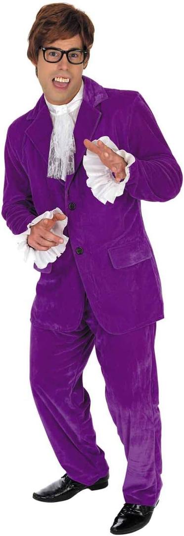 fun shack mens Mens 60s Movie Gigolo Purple Suit (Large)