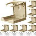 Tioncy 8 Pack Adjustable Cup Holder with Screws Universal Plastic Folding Wall Mounted Cup Holder for Water Beverage Bottle Caravan Autos Cars Trucks RVs Boats Accessories(Beige)