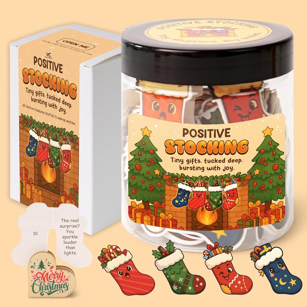 2 x Positive Stocking Jar  60 Funny Emotional Support Jar- Christmas Gifts for Teens, Women, Men, Coworkers, Teachers, Sisters, Friends  Christmas Stocking Stuffer for Teen Girls, Boys, Women