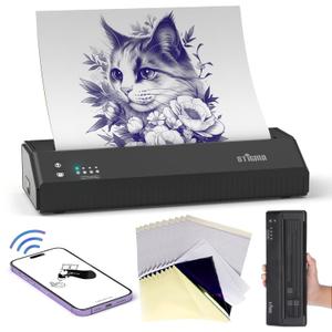STIGMA P8008 Bluetooth Tattoo Stencil Printer with 10Pcs Transfer Paper Wireless Thermal Tattoo Copier Machine Mini Tattoo Printer 2500mAh for Tattooing Compatible with iOS,Android & PC MHT-P8008-US