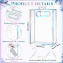 Aliceset 12 Pcs Clear Plastic Gift Bag with Die Cut Handles Reusable PP Favor Bag with Ribbon for Wedding Bridal Birthday Baby Shower Party Small Business, 7x10x3.15 Inch(Iridescent)