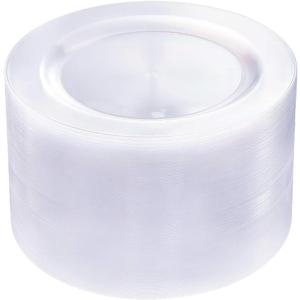bUCLA 100Pieces Clear Plastic Plates -10.25inch Disposable Dinner Plates- Premium Weddings& Party Plates