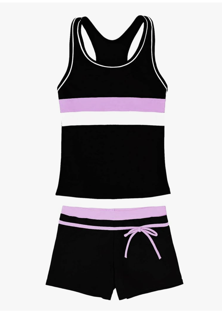 Little Girls' Summer Swimwear Two Piece Boyshort Tankini Kids Swimsuit, Size -4XL