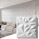 Art3d 33-Pack 3D Wall Panels for Interior Wall Decor, Modern Diamond Textured Accent Wall Paneling for Gaming Living Room TV Wall Background, 30x30 cm White, A10342