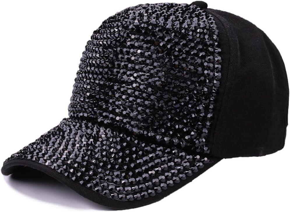 Gudessly Women Studded Rhinestone Crystals Adjustable Baseball Cap Plain Sparkle Bling Denim Sun Hat (7-7 1/2)