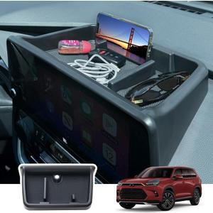 TOPINSTALL 2026 Custom Fit Dash Tray Compatible with 2024-2026 Toyota Grand Highlander Accessories, Center Console Screen Dashboard Organizer Phone Sunglasses Holder