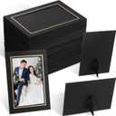 Tenceur 100 Pcs Graduation Paper Picture Frames with Easel 4 x 6 Inch Cardboard Photo Frame Standing Kids Art Photo Cards Bulk for DIY Crafts Collage Display Classroom Wedding(Black)