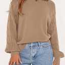 PRETTYGARDEN Womens Sweaters Spring Fashion 2026 Crew Neck Cable Knit Casual Loose Chunky Tunic Sweater Winter Clothing (M)