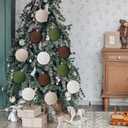 12 Pcs 4 Inch Large Farmhouse Christmas Ball Ornaments Jumbo Big Boho Jute Rope Hanging Burlap Neutral Rustic Ornament for Xmas Tree Wreath Garland Wedding(White, Brown, Camel, Green)