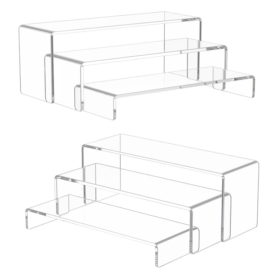 NIUBEE Acrylic Display Riser, 6 Pcs 12" Large Acrylic Risers, 2 Set Clear Rectangular Stands for Candy Dessert Cupcakes, Collectibles Display Stands Shelf for Display for Funko POP Figures