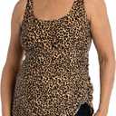 Shirred Skirted Swim Dress One Piece Swimsuit (16 Plus, Natural//Cougar)