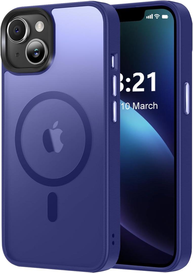 Upgraded Magnetic for iPhone 13 Case/iPhone 14 Case,[Compatible with Magsafe & Military-Grade Protection] Slim Phone Case for iPhone 13/14 6.1 inch (Deep Blue)