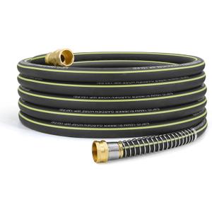Lightweight Rubber Garden Hose 50 ft, 5/8" Hybrid Rubber Hose with Solid Brass Fitting, Water Hose Pipe for Outdoor, Cleaning & Washing