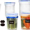 Pickle Jar with Strainer, Pickle Container with Strainer Jalapeno Container Pickle Storage Containers 4 Pack (24 oz & 45 oz)