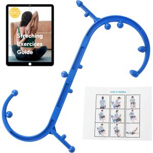 Trigger Point Massage Tool - Back and Neck Massager Hook for Pain Relief - Deep Tissue Pressure Point Massage Stick for Back Knots, Shoulders & Full Body - Includes Free Exercise eBook Guide