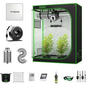 VIVOSUN GIY 4x2 Grow Tent Complete System, 4 x 2 ft. Grow Tent Kit Complete with VS1000 Led Grow Light, 4 Inch 203 CFM Inline Fan, Carbon Filter and 8 ft. Ducting Combo, 48" x 24" x 60"