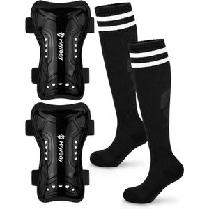Hryrbay Kids Soccer Shin Guards and Socks Toddler Soccer Shin Pads Protective Defender Gear for Boys Girls Ages 3-15 Great for Training, Matches, Inspired by The World Cup, Medium