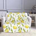 Lemon Throw Blankets 50"x40" Lightweight Flannel Fleece Cozy Soft Blanket Home Decor for Couch Bed Sofa Bedroom Living Room Travel Birthday Christmas All Season