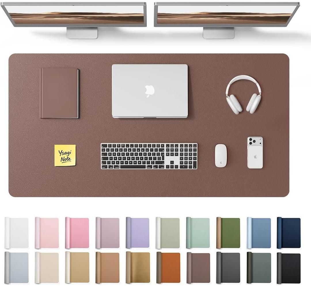 YSAGi Leather Desk Protector, Office Mat, Large Mouse Mat, Non-Slip PU Leather Blotter, Laptop Desk, Waterproof Writing Pad for Office and Home (Chocolate, 47.2" x 23.6")