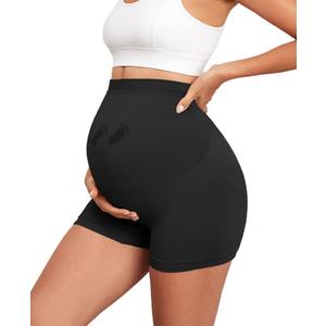 Y25D Maternity Shapewear Seamless Underwear Over Bump Pregnancy Shorts High Waist Panties Under Dress Belly Support Black, XXL