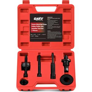 Orion Motor Tech Power Steering Pump Pulley Puller Installer Tool Set, Pump Pulley Remover Installer Tools Compatible with Ford, GM, and Chrysler (Red)