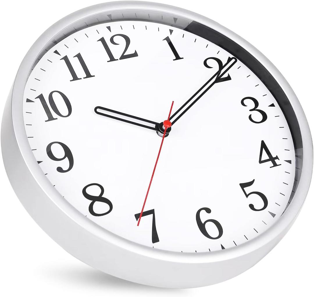 Wall Clock Modern 9 Inch Battery Operated Wall Clocks - Silent Non Ticking Classic Small Analog Clock for Office, Home, Bathroom, Kitchen, Bedroom, School, Living Room(Silver) Wall Clock Modern 9 Inch Battery Operated Wall Clocks - Silent Non Ticking Classic Small Analog Clock for Office, Home, Bathroom, Kitchen, Bedroom, School, Living Room(Silver)