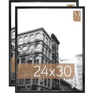 MCS Trendsetter 24x30 Poster Frame Black High-Gloss, Vertical & Horizontal Wall Hanging Large Picture Frame for Photos, Posters & Art Prints (2-Pack)
